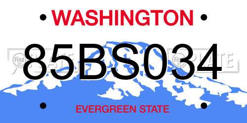 85BS034 Washington License Plate