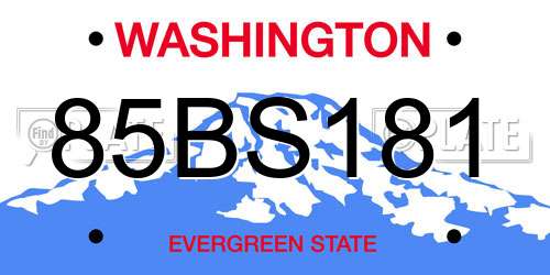 85BS181 Washington License Plate
