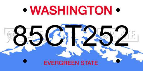 85CT252 Washington License Plate