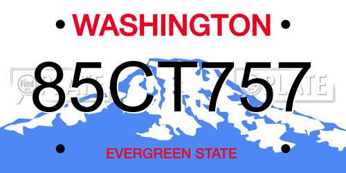 85CT757 Washington License Plate