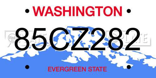 85CZ282 Washington License Plate