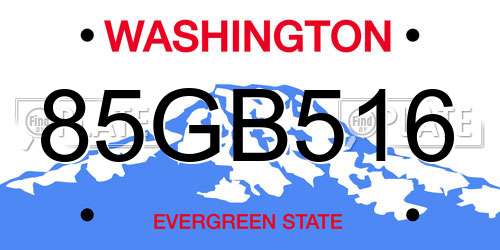 85GB516 Washington License Plate