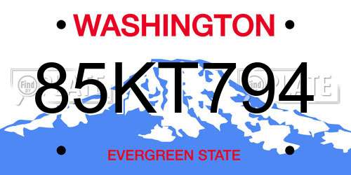 85KT794 Washington License Plate