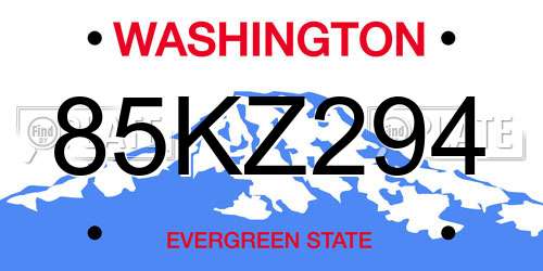 85KZ294 Washington License Plate