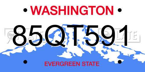 85QT591 Washington License Plate
