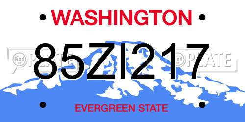 85ZI217 Washington License Plate