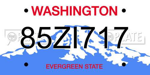 85ZI717 Washington License Plate