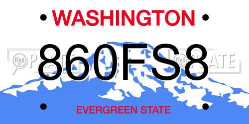 860FS8 Washington License Plate