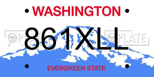 861XLL Washington License Plate