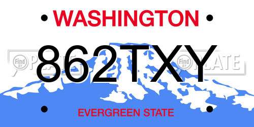 862TXY Washington License Plate
