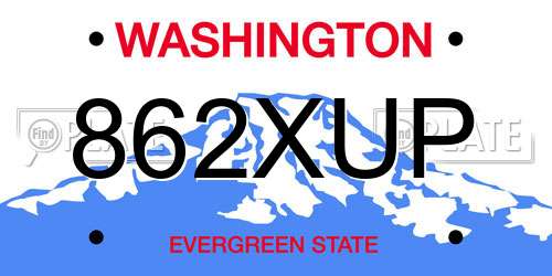 862XUP Washington License Plate