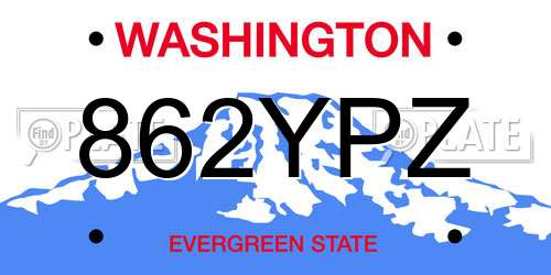 862YPZ Washington License Plate