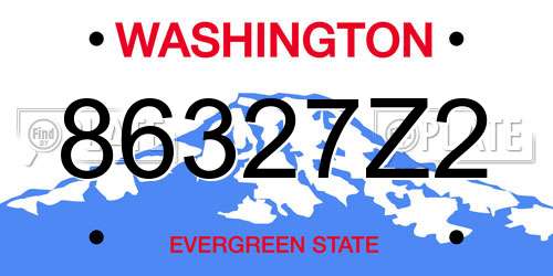 86327Z2 Washington License Plate
