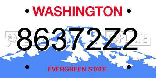86372Z2 Washington License Plate