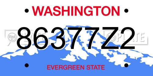 86377Z2 Washington License Plate