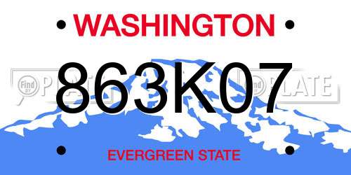 863K07 Washington License Plate