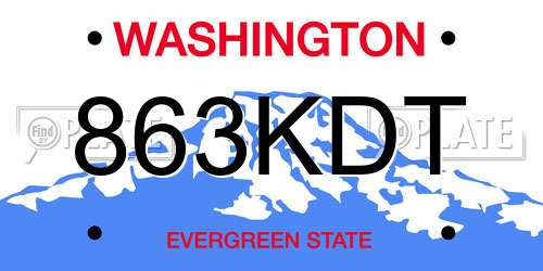 863KDT Washington License Plate