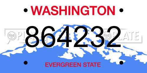 864232 Washington License Plate