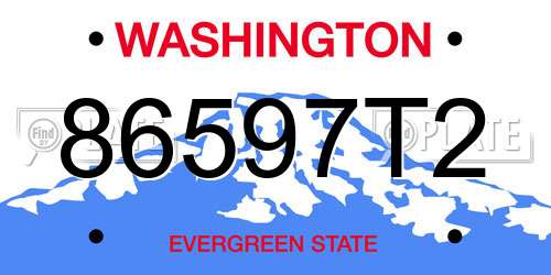 86597T2 Washington License Plate
