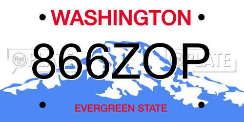 866ZOP Washington License Plate