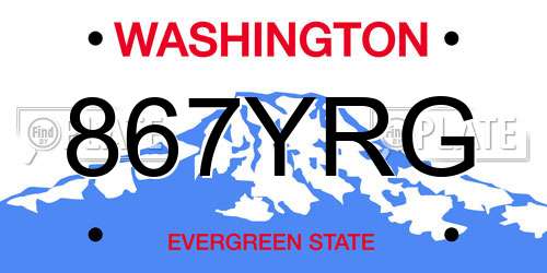 867YRG Washington License Plate