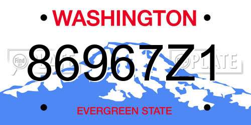 86967Z1 Washington License Plate