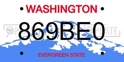 869BE0 Washington License Plate