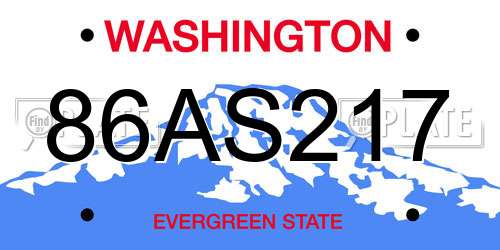 86AS217 Washington License Plate