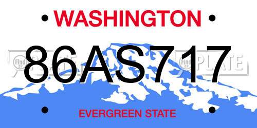 86AS717 Washington License Plate