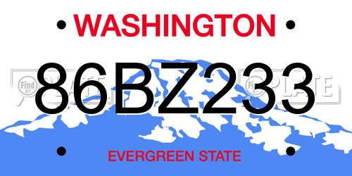 86BZ233 Washington License Plate