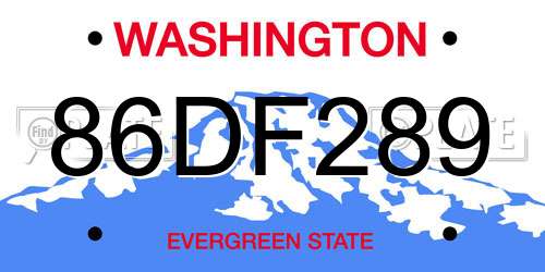 86DF289 Washington License Plate