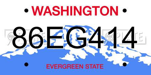 86EG414 Washington License Plate