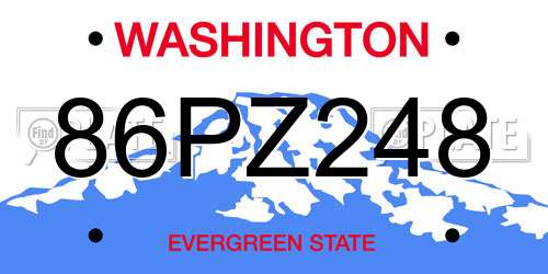 86PZ248 Washington License Plate