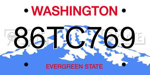 86TC769 Washington License Plate