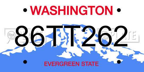 86TT262 Washington License Plate