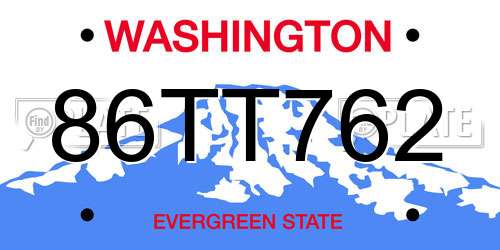 86TT762 Washington License Plate