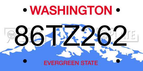 86TZ262 Washington License Plate
