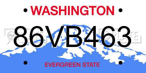 86VB463 Washington License Plate