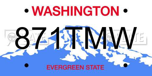 871TMW Washington License Plate