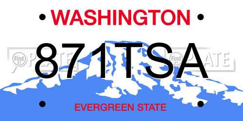 871TSA Washington License Plate