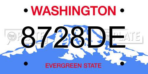 8728DE Washington License Plate