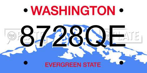 8728QE Washington License Plate