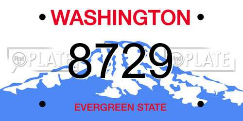 8729 Washington License Plate