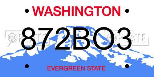 872BO3 Washington License Plate