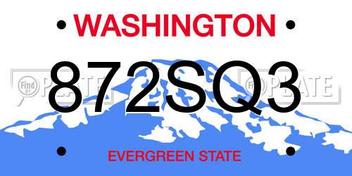 872SQ3 Washington License Plate
