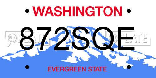 872SQE Washington License Plate
