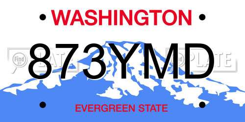 873YMD Washington License Plate