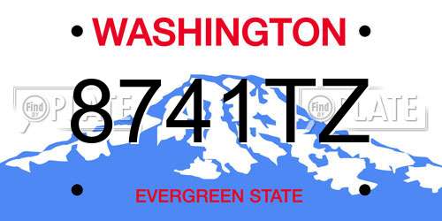 8741TZ Washington License Plate