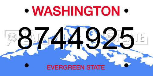 8744925 Washington License Plate