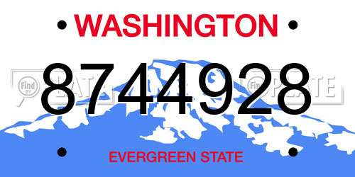 8744928 Washington License Plate